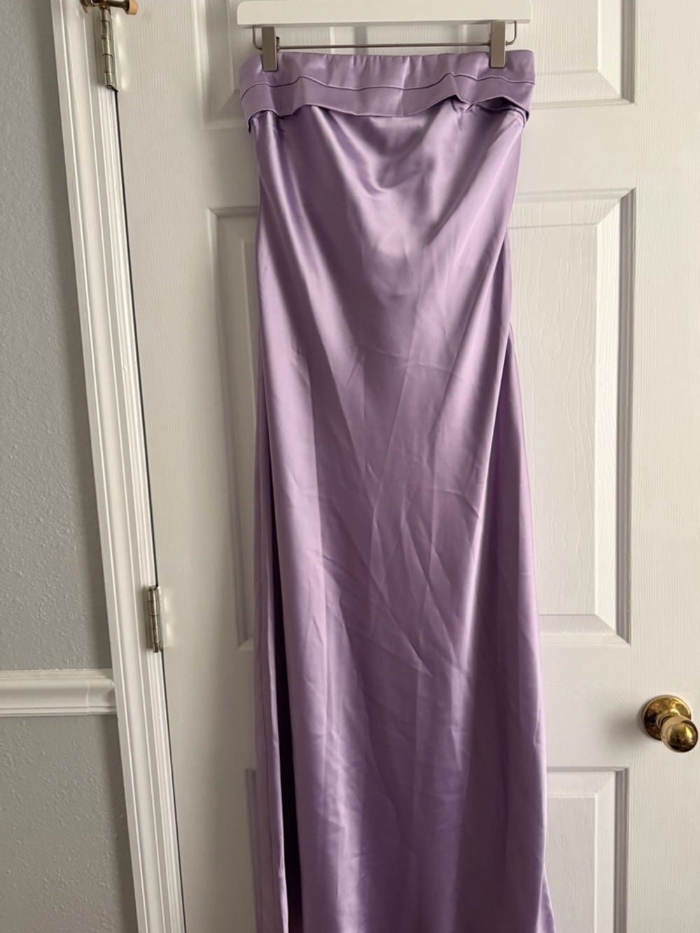Strapless Lavender Satin Dress